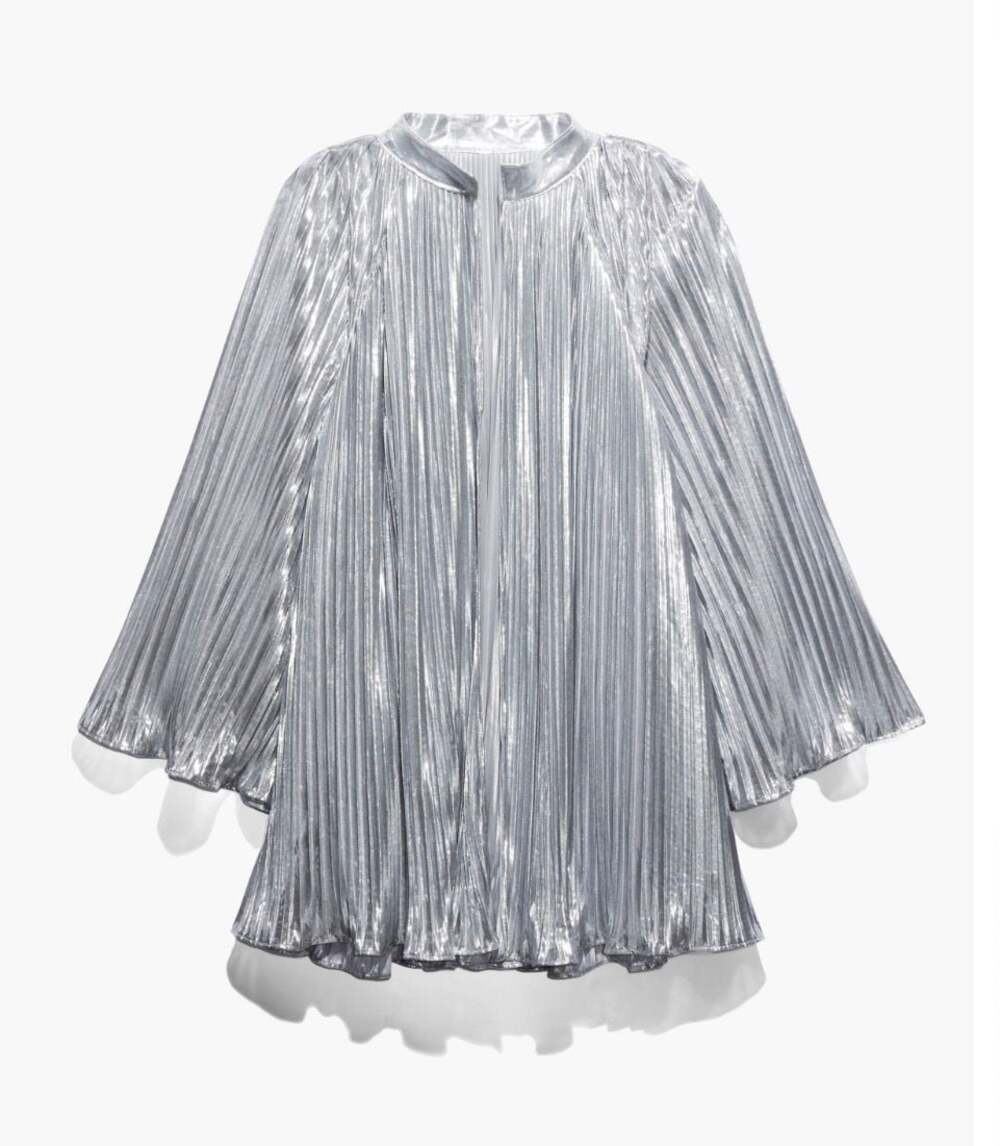 Savage X Fenty Pleated Lame Bed Jacket in Spaced Out Metallic Silver XS/S